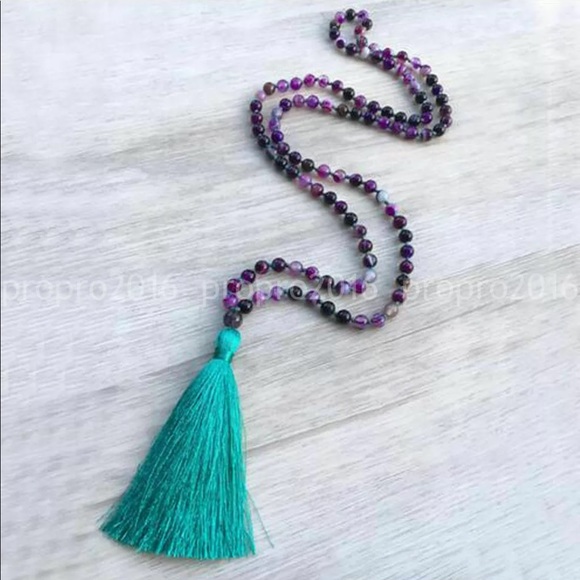 Charged✨ Beautiful Purple Agate Mala Gemstone - Picture 4 of 4